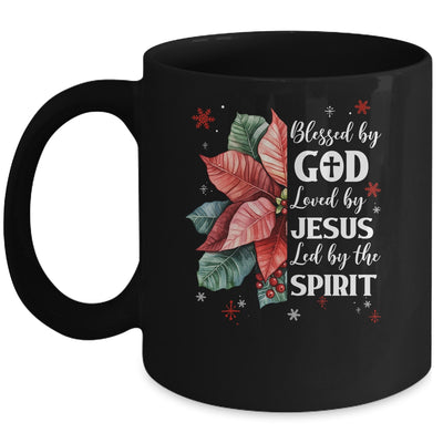 Blessed By God Loved By Jesus Christmas Poinsettia Flower Mug | siriusteestore