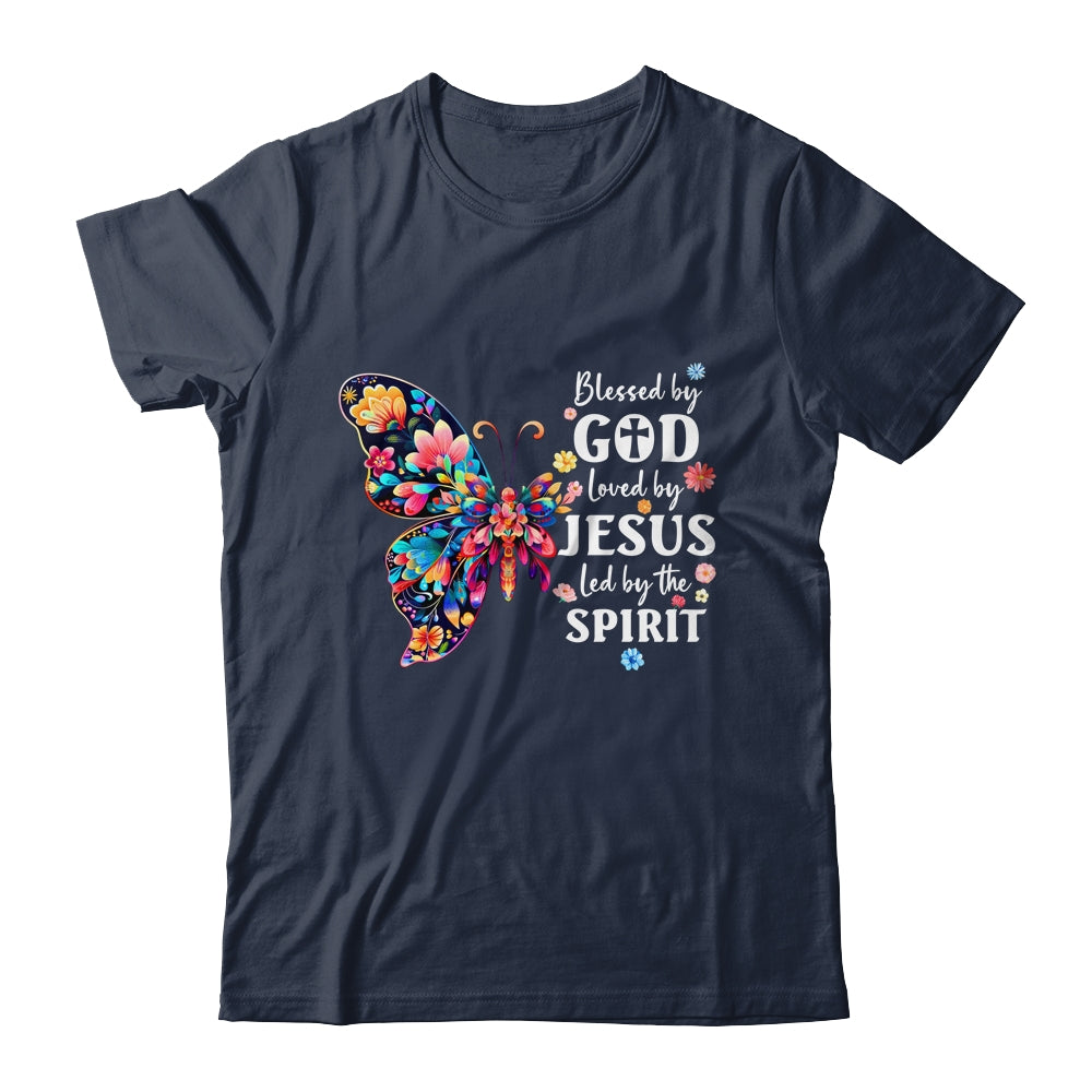 Blessed By God Loved By Jesus Floral Butterfly Christian Shirt & Tank Top | siriusteestore