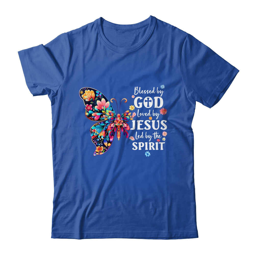 Blessed By God Loved By Jesus Floral Butterfly Christian Shirt & Tank Top | siriusteestore