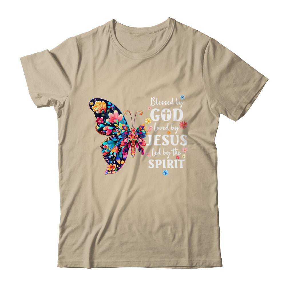 Blessed By God Loved By Jesus Floral Butterfly Christian Shirt & Tank Top | siriusteestore