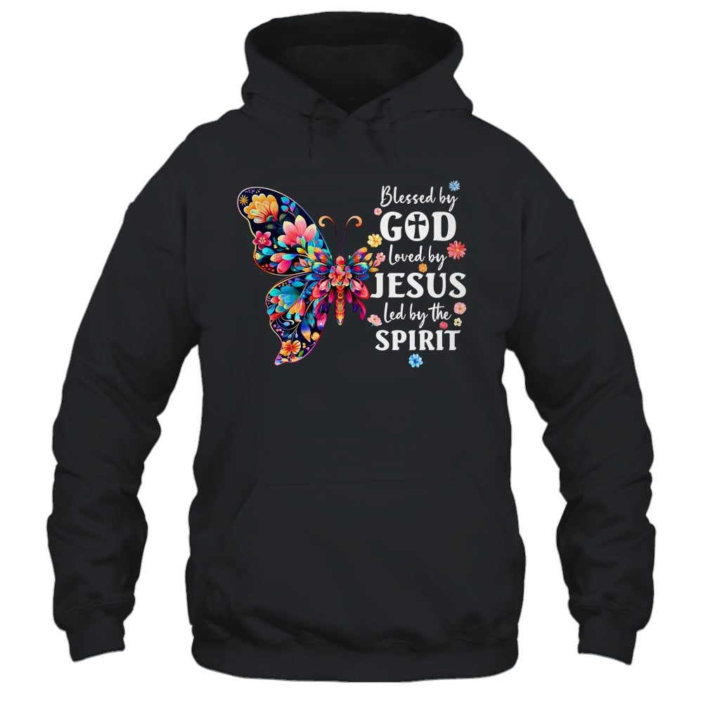 Blessed By God Loved By Jesus Floral Butterfly Christian Shirt & Tank Top | siriusteestore
