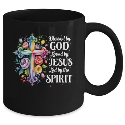 Blessed By God Loved By Jesus Flowers Cross Christian Women Mug | siriusteestore
