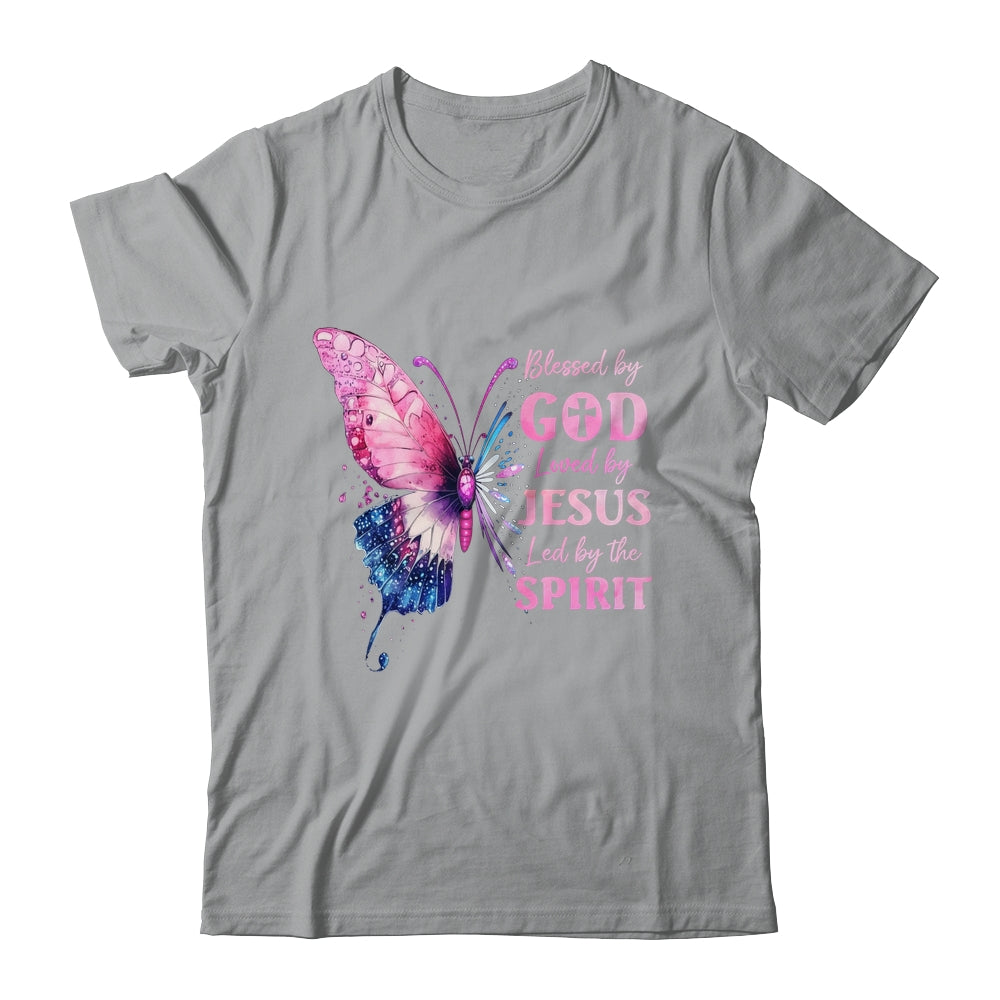 Blessed By God Loved By Jesus Pink Butterfly Christian Shirt & Hoodie | siriusteestore