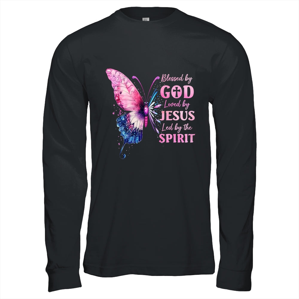 Blessed By God Loved By Jesus Pink Butterfly Christian Shirt & Hoodie | siriusteestore