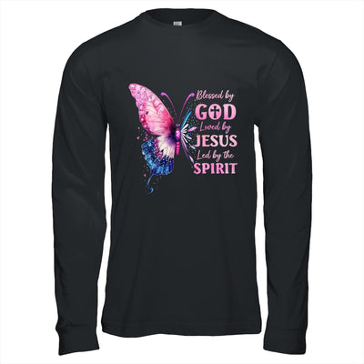 Blessed By God Loved By Jesus Pink Butterfly Christian Shirt & Hoodie | siriusteestore
