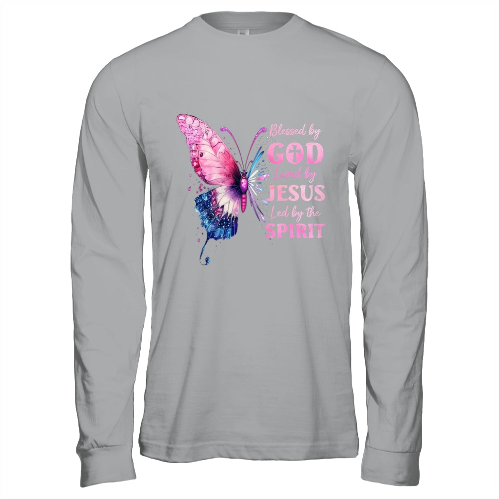 Blessed By God Loved By Jesus Pink Butterfly Christian Shirt & Hoodie | siriusteestore