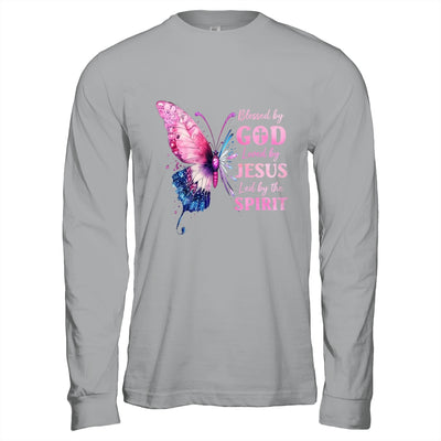 Blessed By God Loved By Jesus Pink Butterfly Christian Shirt & Hoodie | siriusteestore