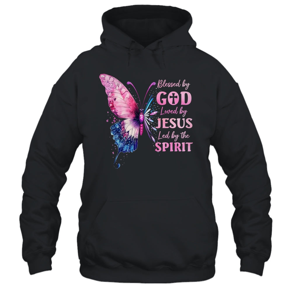 Blessed By God Loved By Jesus Pink Butterfly Christian Shirt & Hoodie | siriusteestore