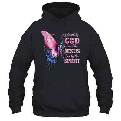 Blessed By God Loved By Jesus Pink Butterfly Christian Shirt & Hoodie | siriusteestore