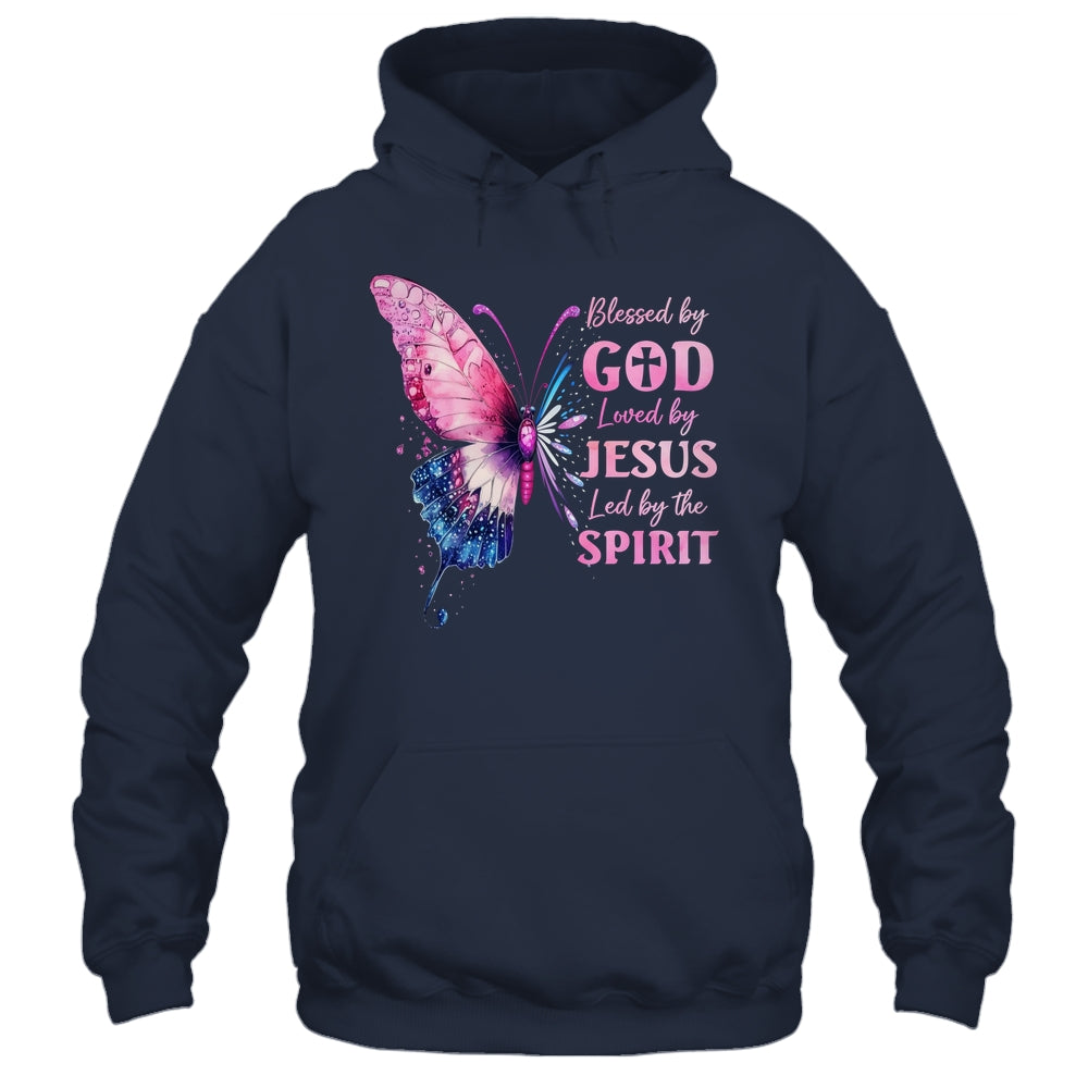 Blessed By God Loved By Jesus Pink Butterfly Christian Shirt & Hoodie | siriusteestore