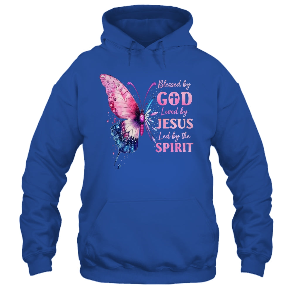 Blessed By God Loved By Jesus Pink Butterfly Christian Shirt & Hoodie | siriusteestore