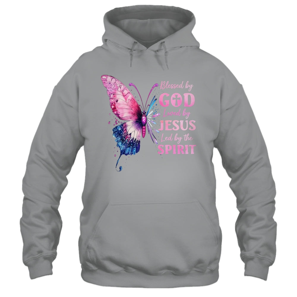 Blessed By God Loved By Jesus Pink Butterfly Christian Shirt & Hoodie | siriusteestore