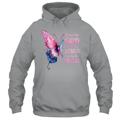 Blessed By God Loved By Jesus Pink Butterfly Christian Shirt & Hoodie | siriusteestore