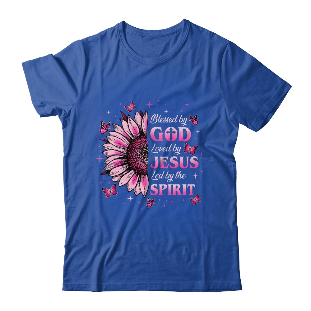 Blessed By God Loved By Jesus Pink Sunflower Christian Shirt & Tank Top | siriusteestore
