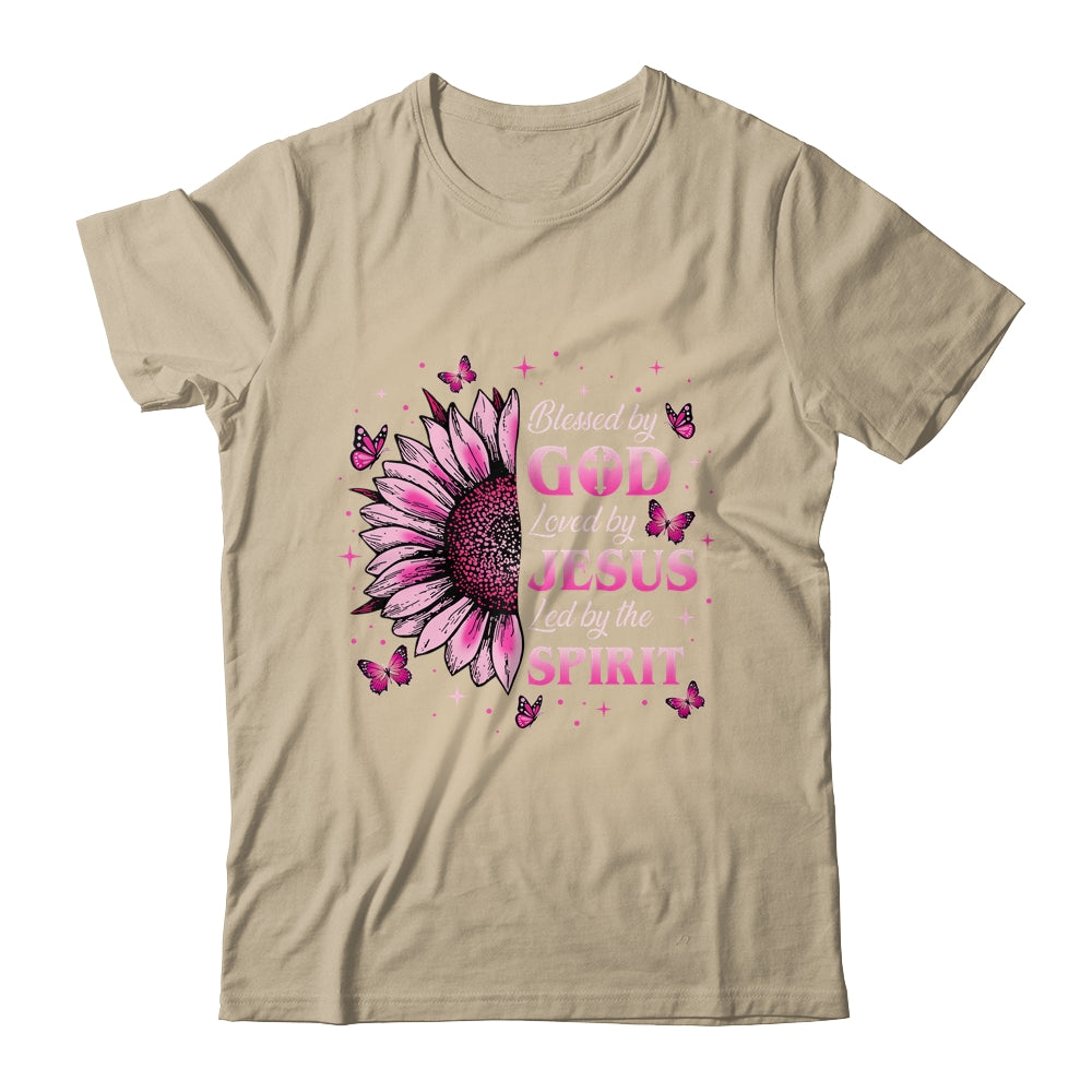 Blessed By God Loved By Jesus Pink Sunflower Christian Shirt & Tank Top | siriusteestore