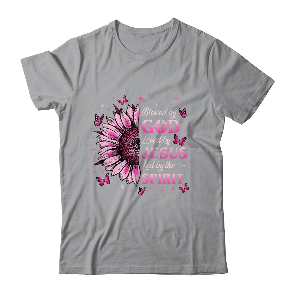 Blessed By God Loved By Jesus Pink Sunflower Christian Shirt & Tank Top | siriusteestore