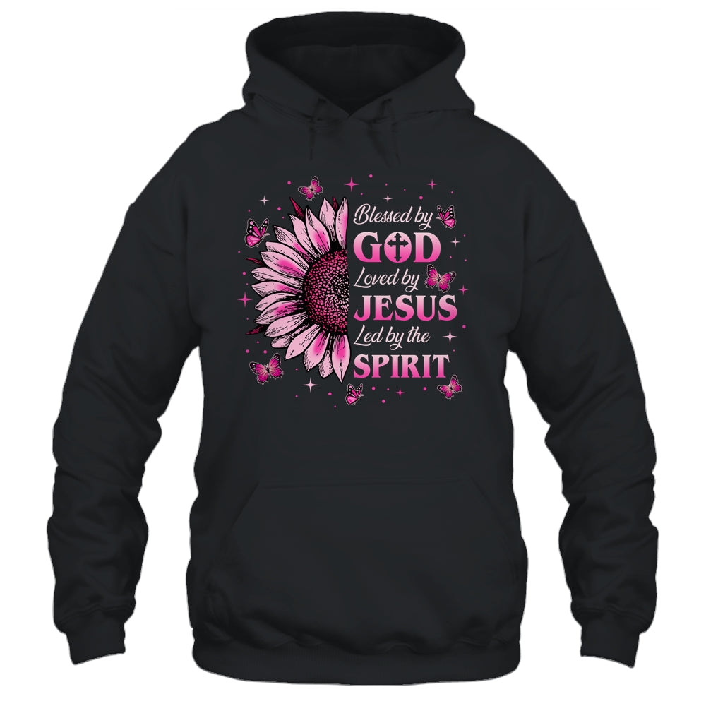 Blessed By God Loved By Jesus Pink Sunflower Christian Shirt & Tank Top | siriusteestore