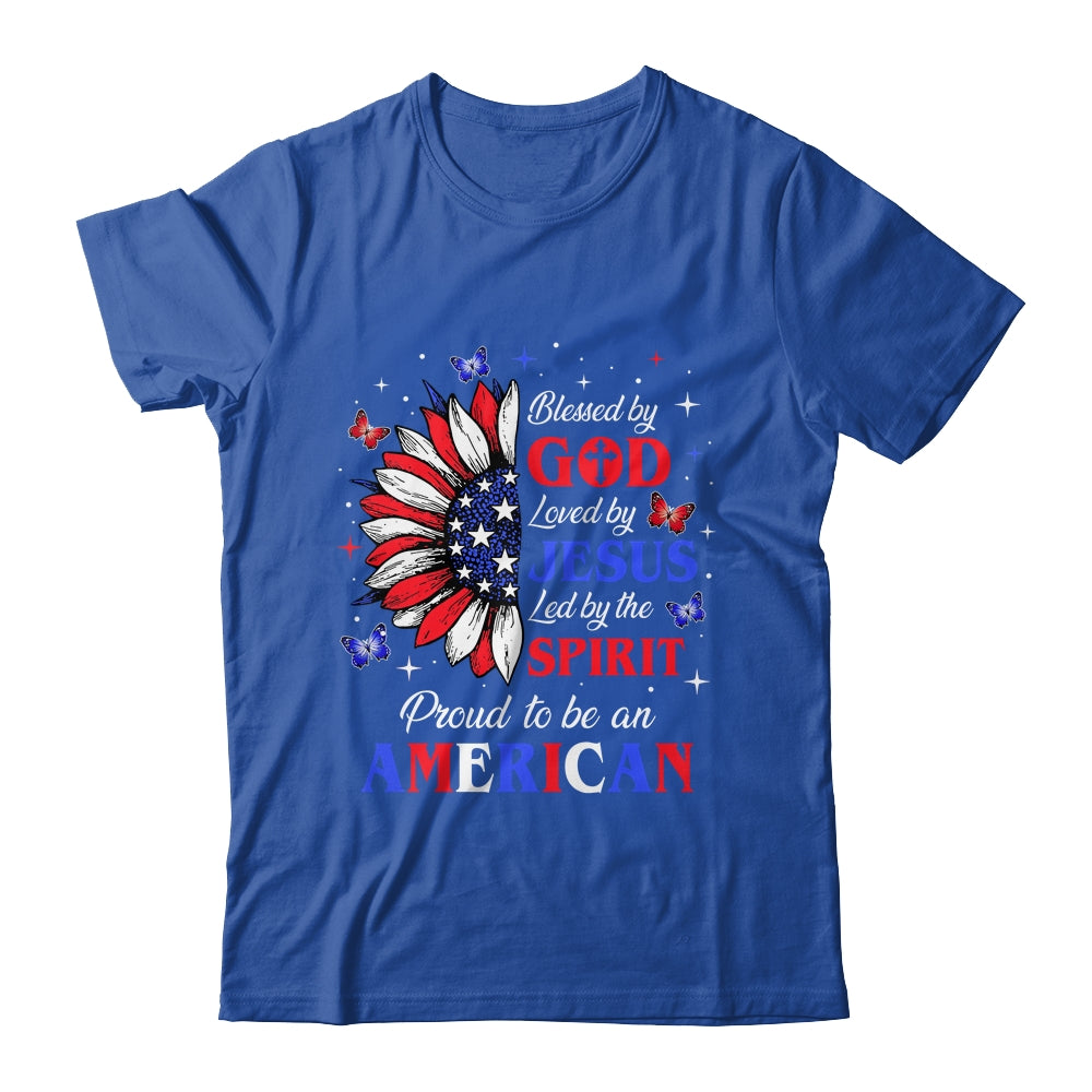 Blessed By God Loved By Jesus Proud American Sunflower Shirt & Tank Top | siriusteestore