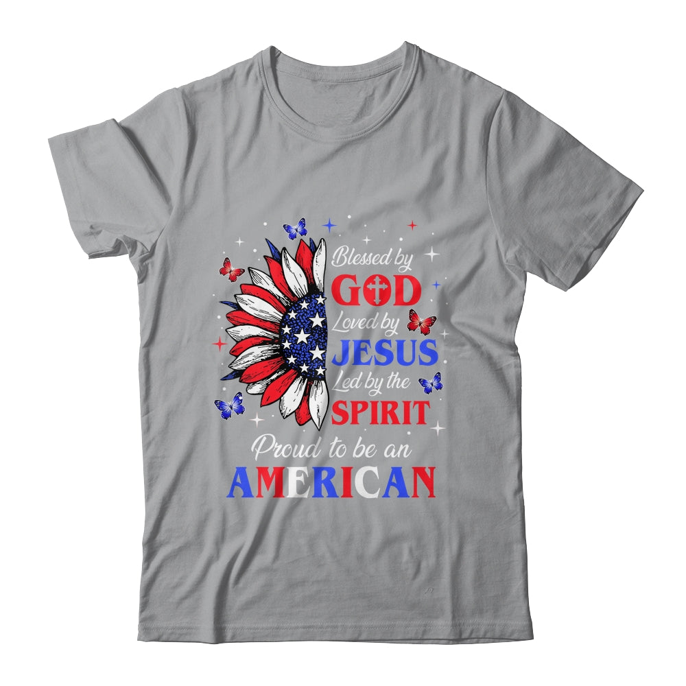 Blessed By God Loved By Jesus Proud American Sunflower Shirt & Tank Top | siriusteestore