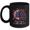 Blessed By God Loved By Jesus Proud American Sunflower Mug | siriusteestore