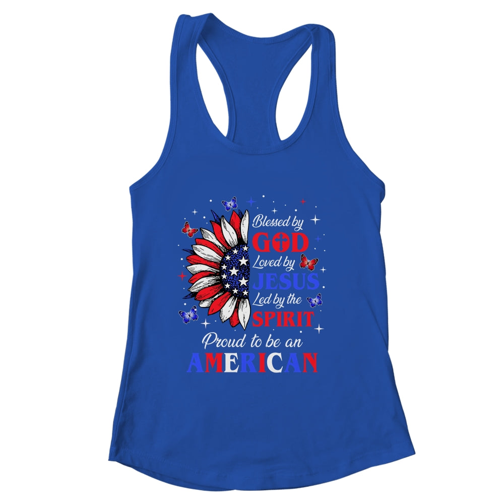 Blessed By God Loved By Jesus Proud American Sunflower Shirt & Tank Top | siriusteestore