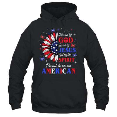 Blessed By God Loved By Jesus Proud American Sunflower Shirt & Tank Top | siriusteestore