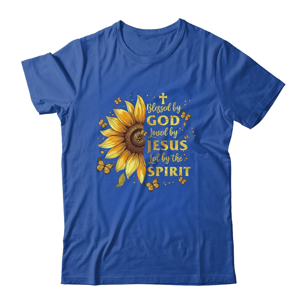 Blessed By God Loved By Jesus Sunflower Christian Shirt & Tank Top | siriusteestore