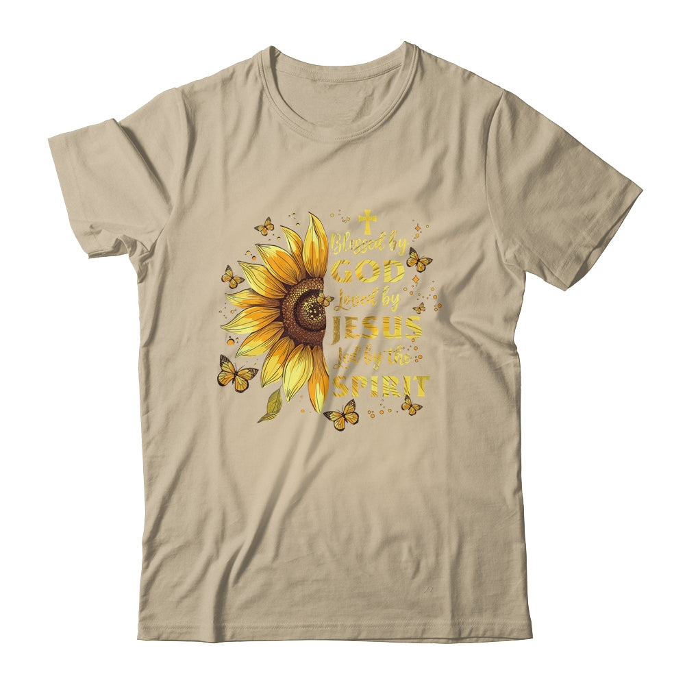 Blessed By God Loved By Jesus Sunflower Christian Shirt & Tank Top | siriusteestore