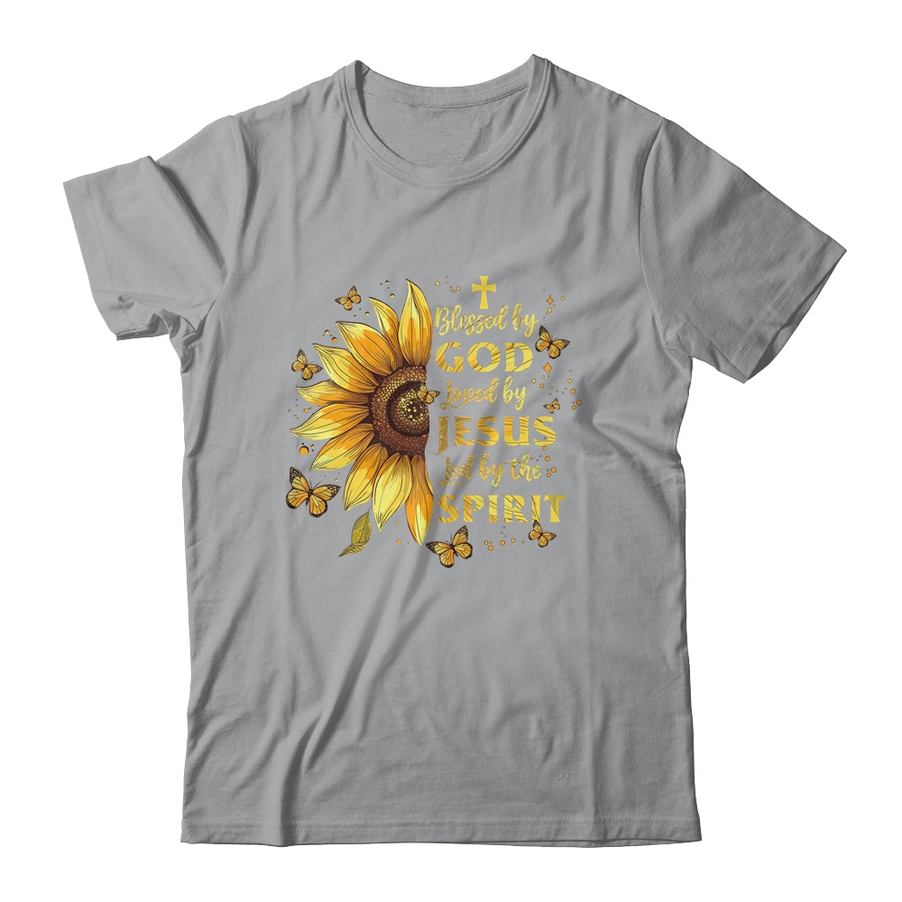 Blessed By God Loved By Jesus Sunflower Christian Shirt & Tank Top | siriusteestore