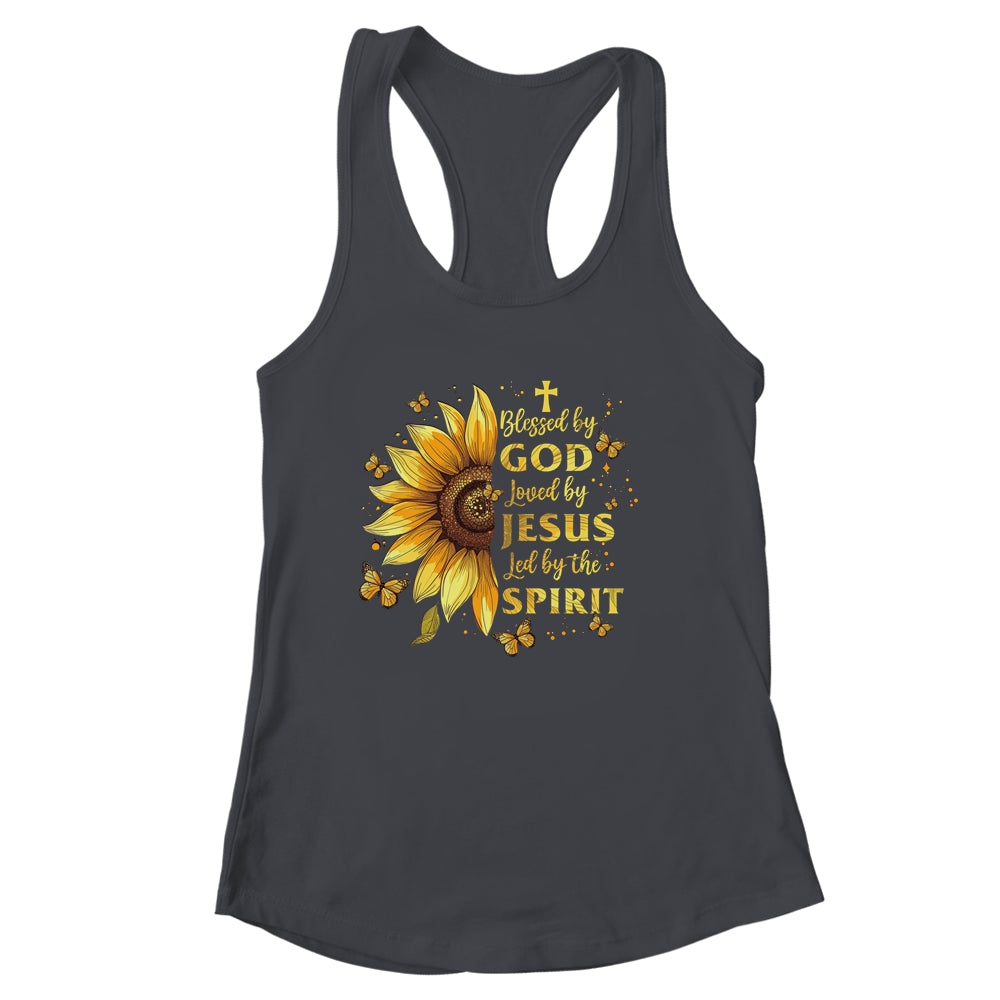 Blessed By God Loved By Jesus Sunflower Christian Shirt & Tank Top | siriusteestore