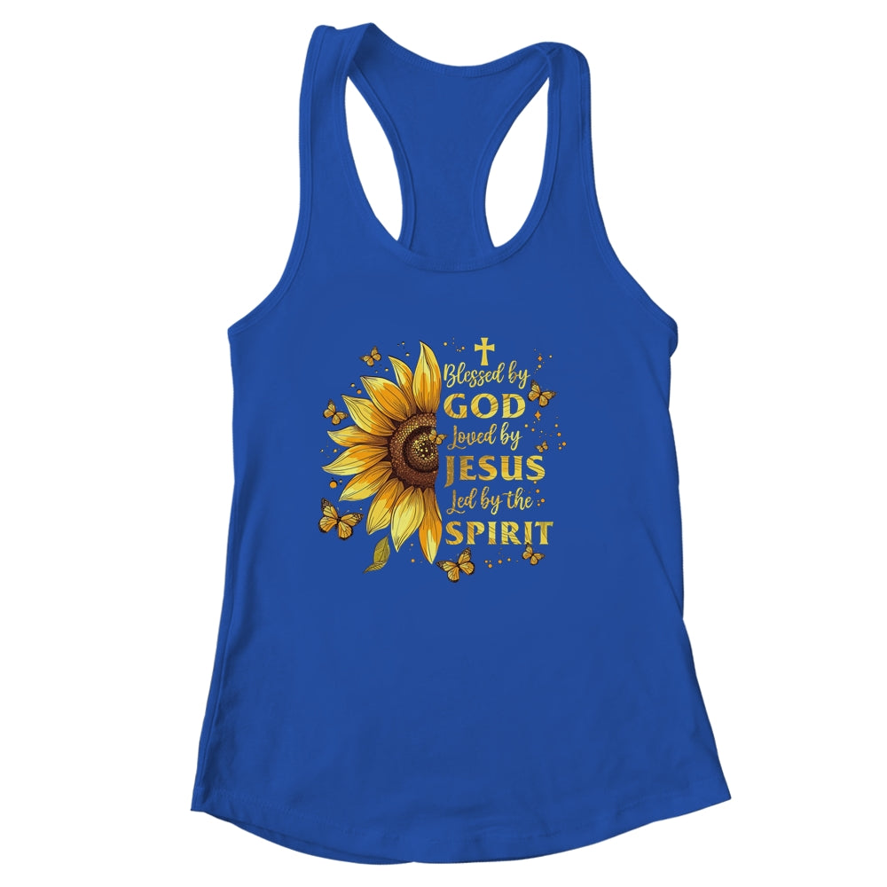 Blessed By God Loved By Jesus Sunflower Christian Shirt & Tank Top | siriusteestore