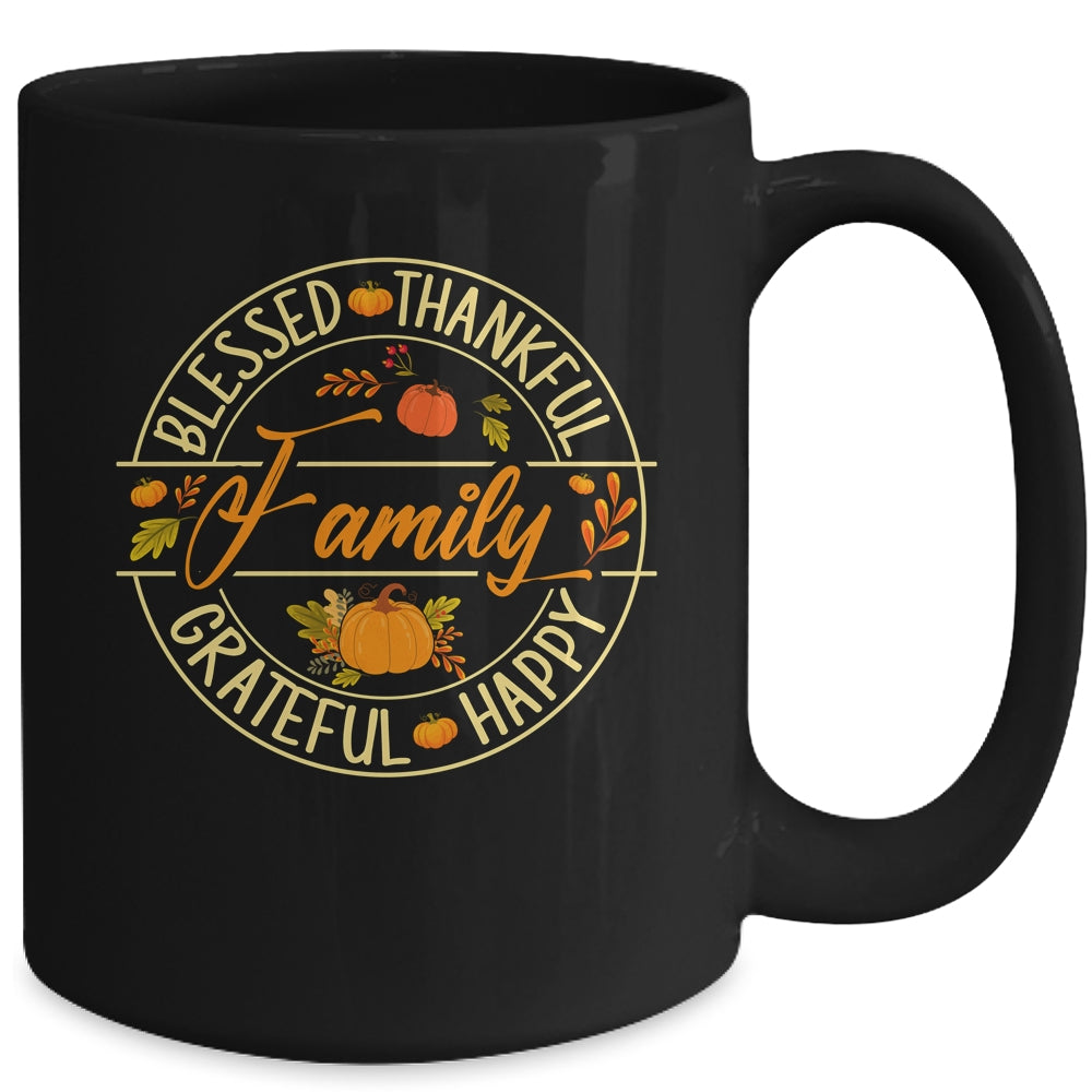 Blessed Thankful Family Thanksgiving Grateful Men Women Kids Mug | siriusteestore