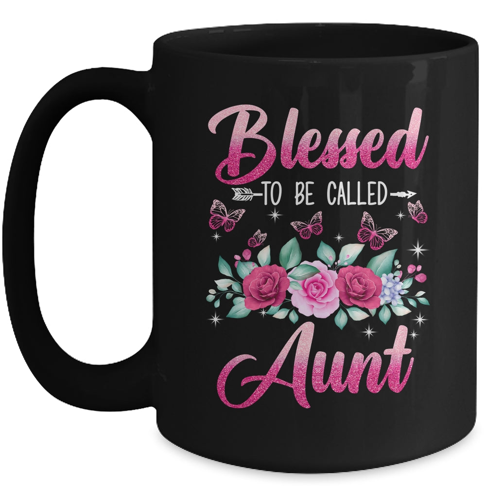 Blessed To Be Called Aunt Mothers Day Birthday Rose Butterfly Mug | siriusteestore