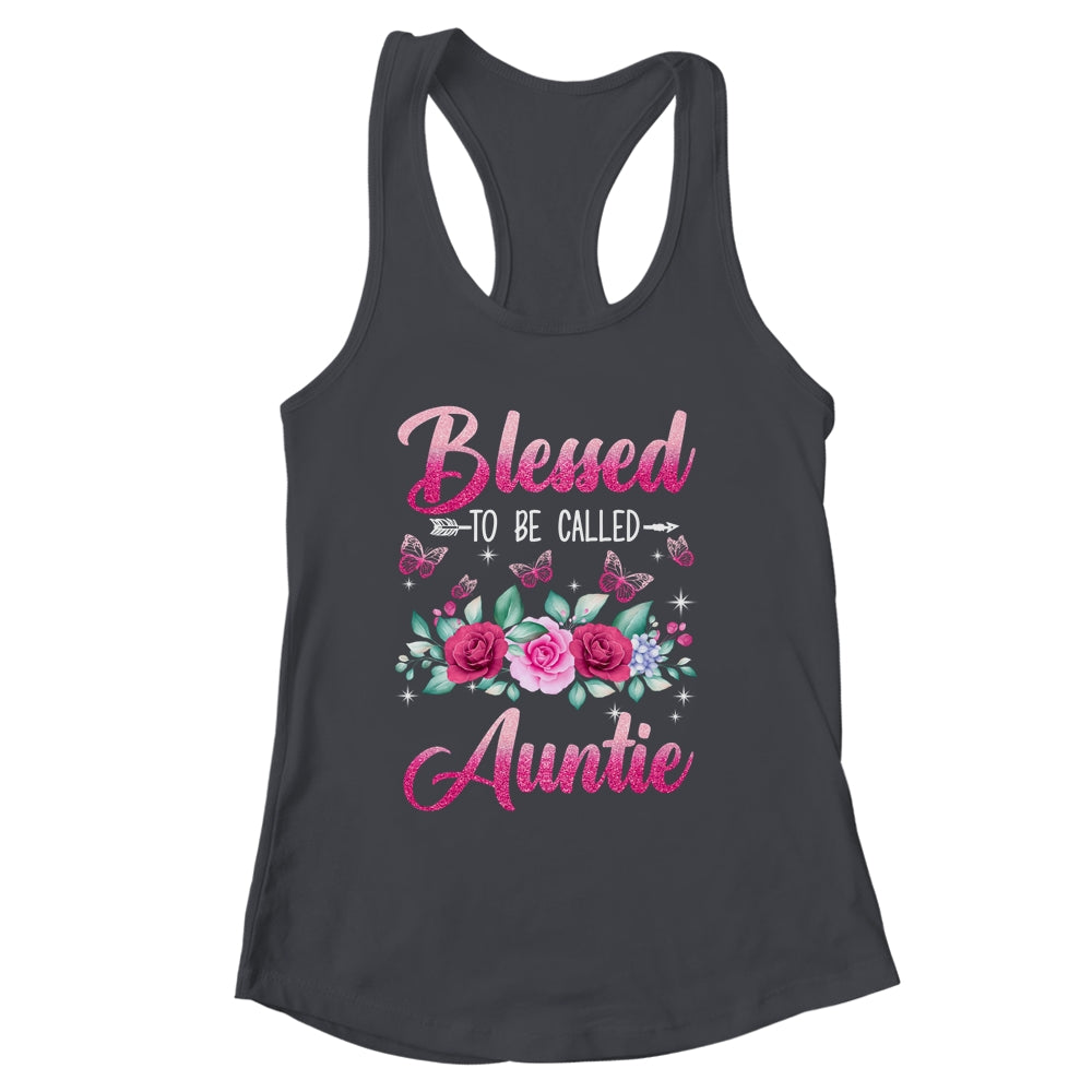 Blessed To Be Called Auntie Mothers Day Birthday Rose Butterfly Shirt & Tank Top | siriusteestore