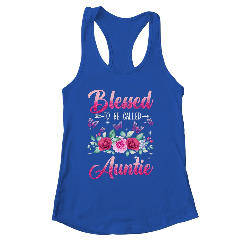 Blessed To Be Called Auntie Mothers Day Birthday Rose Butterfly Shirt & Tank Top | siriusteestore