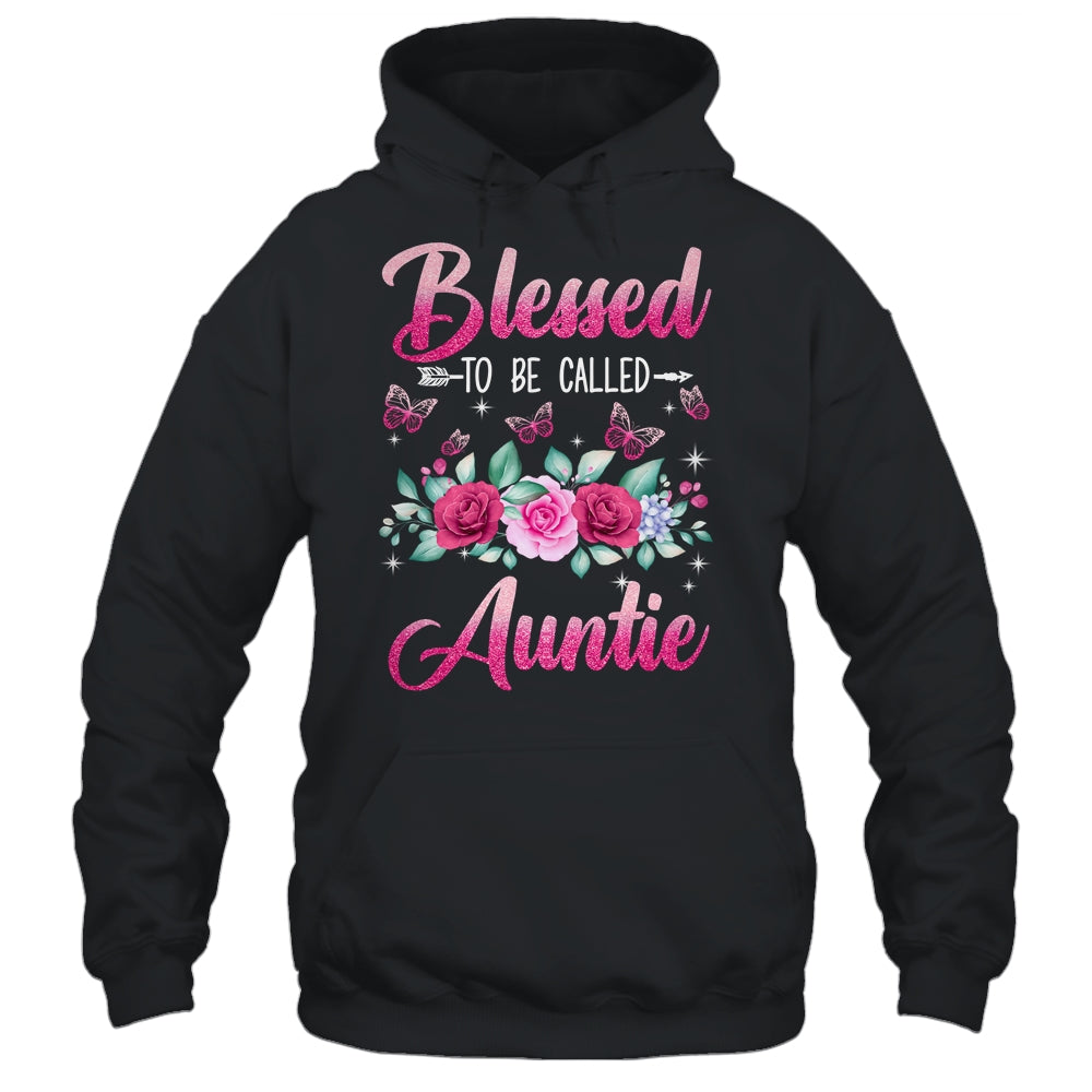 Blessed To Be Called Auntie Mothers Day Birthday Rose Butterfly Shirt & Tank Top | siriusteestore