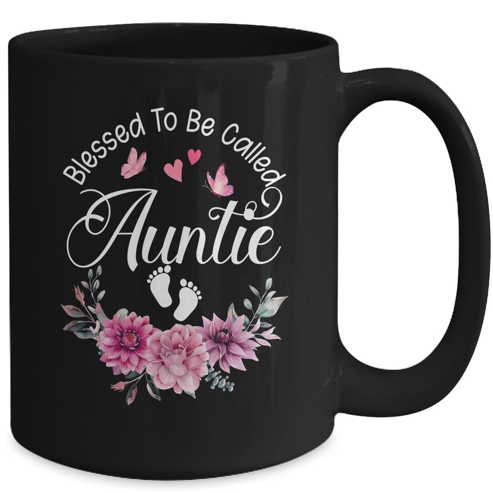 Blessed To Be Called Auntie Women Floral Decor Auntie Mug | siriusteestore