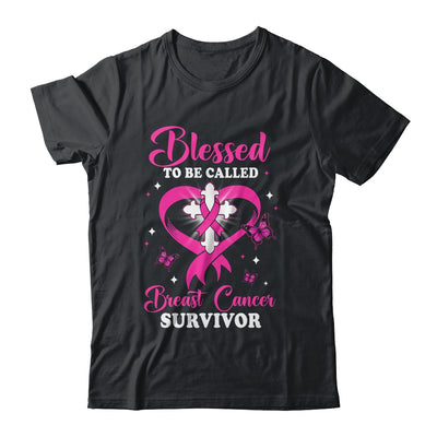 Blessed To Be Called Breast Cancer Survivor Butterfly Pink Shirt & Hoodie | siriusteestore