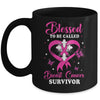 Blessed To Be Called Breast Cancer Survivor Butterfly Pink Mug | siriusteestore