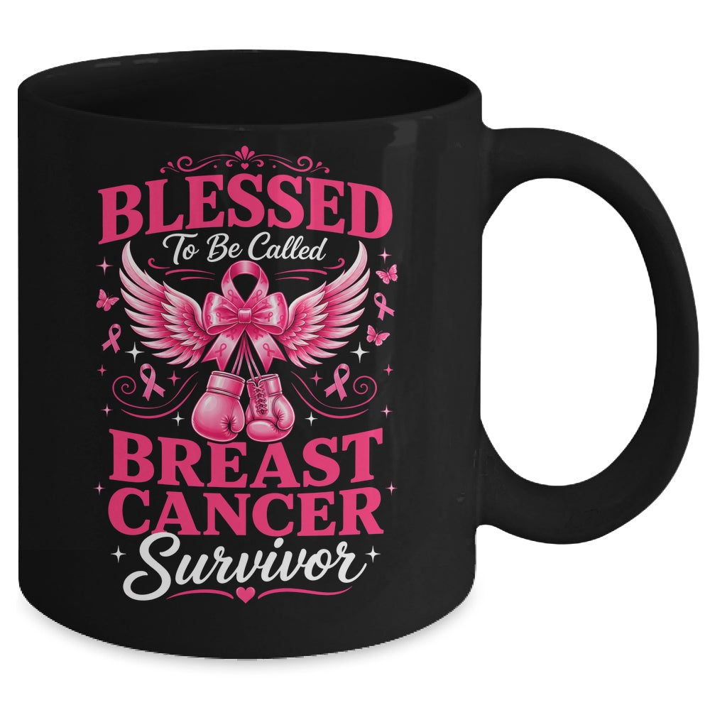 Blessed To Be Called Breast Cancer Survivor Pink Ribbon Mug | siriusteestore