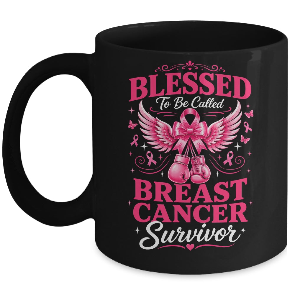 Blessed To Be Called Breast Cancer Survivor Pink Ribbon Mug | siriusteestore