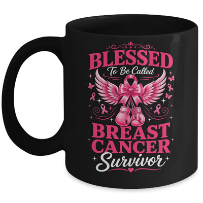 Blessed To Be Called Breast Cancer Survivor Pink Ribbon Mug | siriusteestore