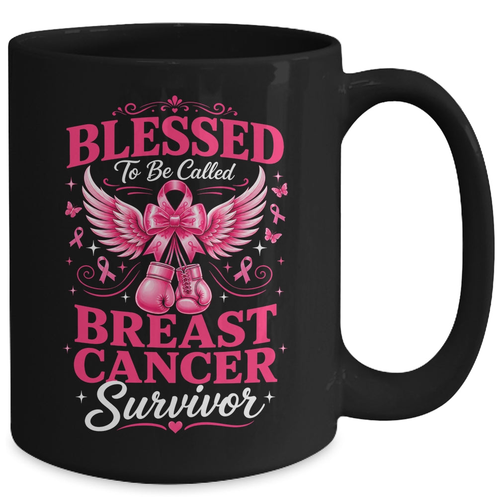 Blessed To Be Called Breast Cancer Survivor Pink Ribbon Mug | siriusteestore