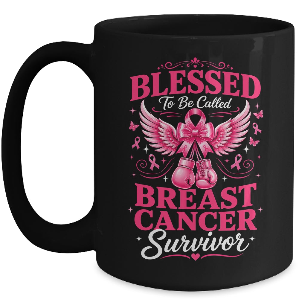 Blessed To Be Called Breast Cancer Survivor Pink Ribbon Mug | siriusteestore