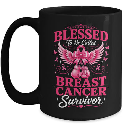 Blessed To Be Called Breast Cancer Survivor Pink Ribbon Mug | siriusteestore