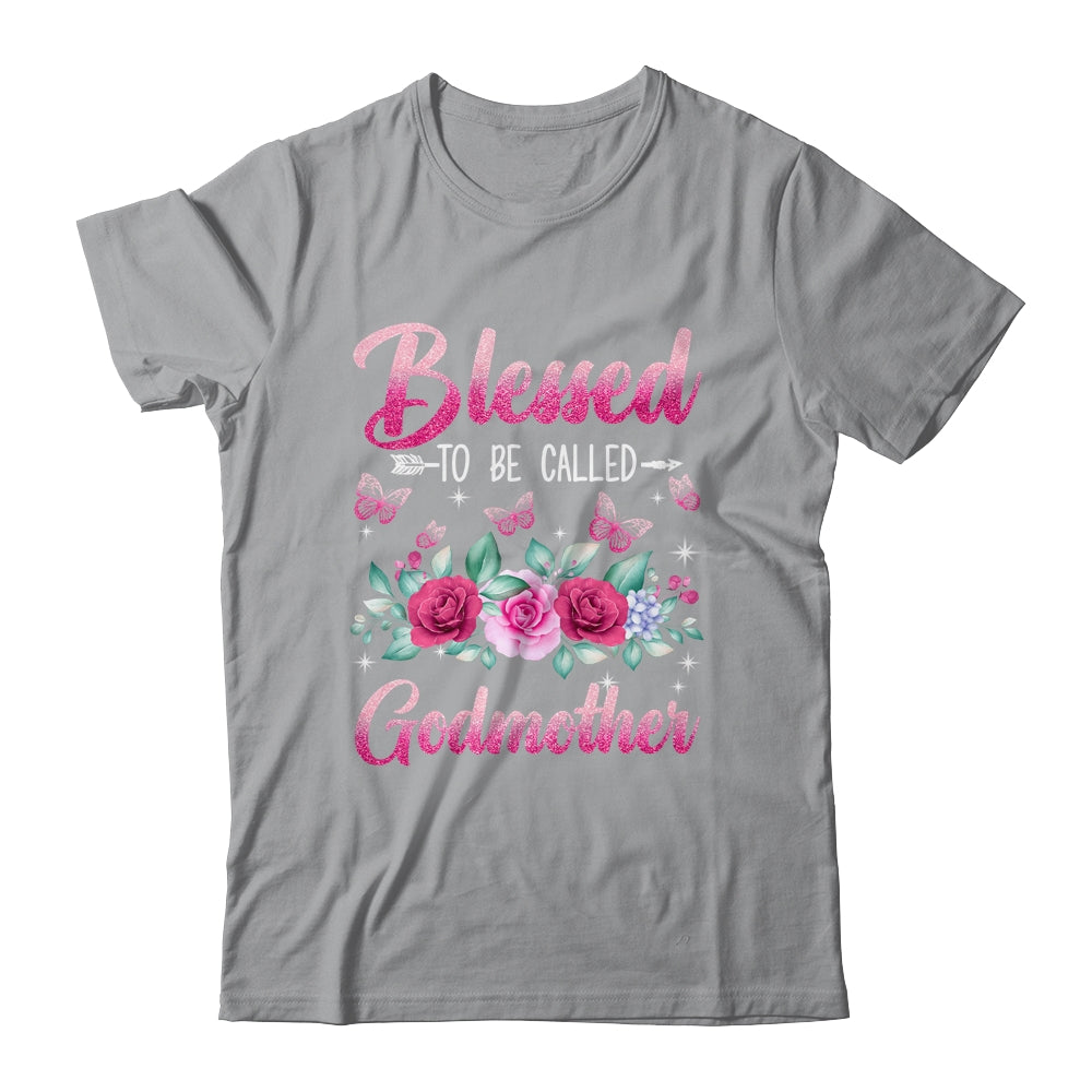 Blessed To Be Called Godmother Mothers Day Birthday Rose Butterfly Shirt & Tank Top | siriusteestore