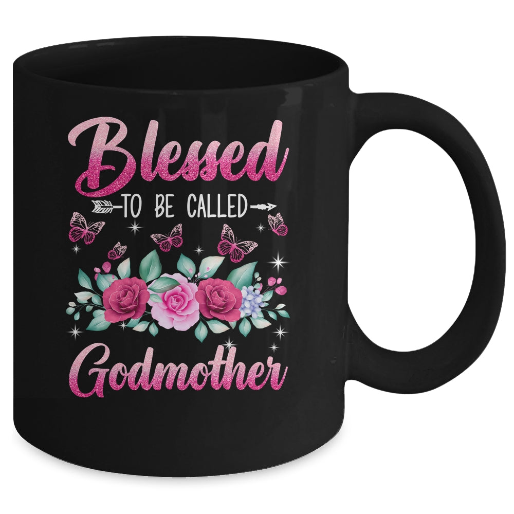 Blessed To Be Called Godmother Mothers Day Birthday Rose Butterfly Mug | siriusteestore