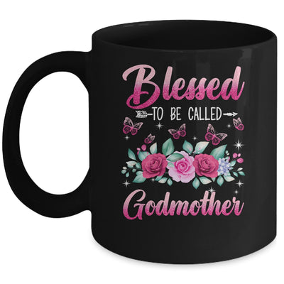 Blessed To Be Called Godmother Mothers Day Birthday Rose Butterfly Mug | siriusteestore