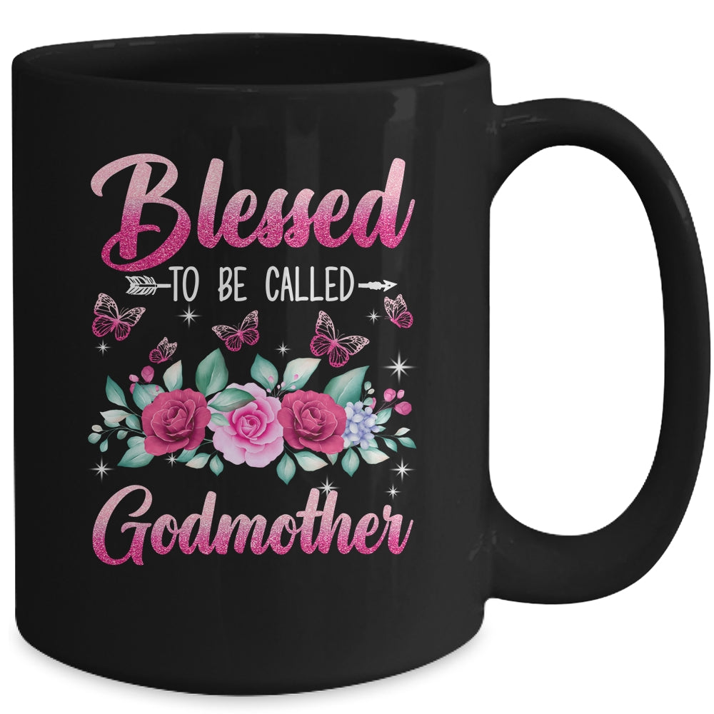 Blessed To Be Called Godmother Mothers Day Birthday Rose Butterfly Mug | siriusteestore
