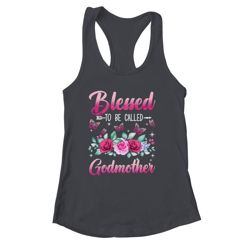 Blessed To Be Called Godmother Mothers Day Birthday Rose Butterfly Shirt & Tank Top | siriusteestore